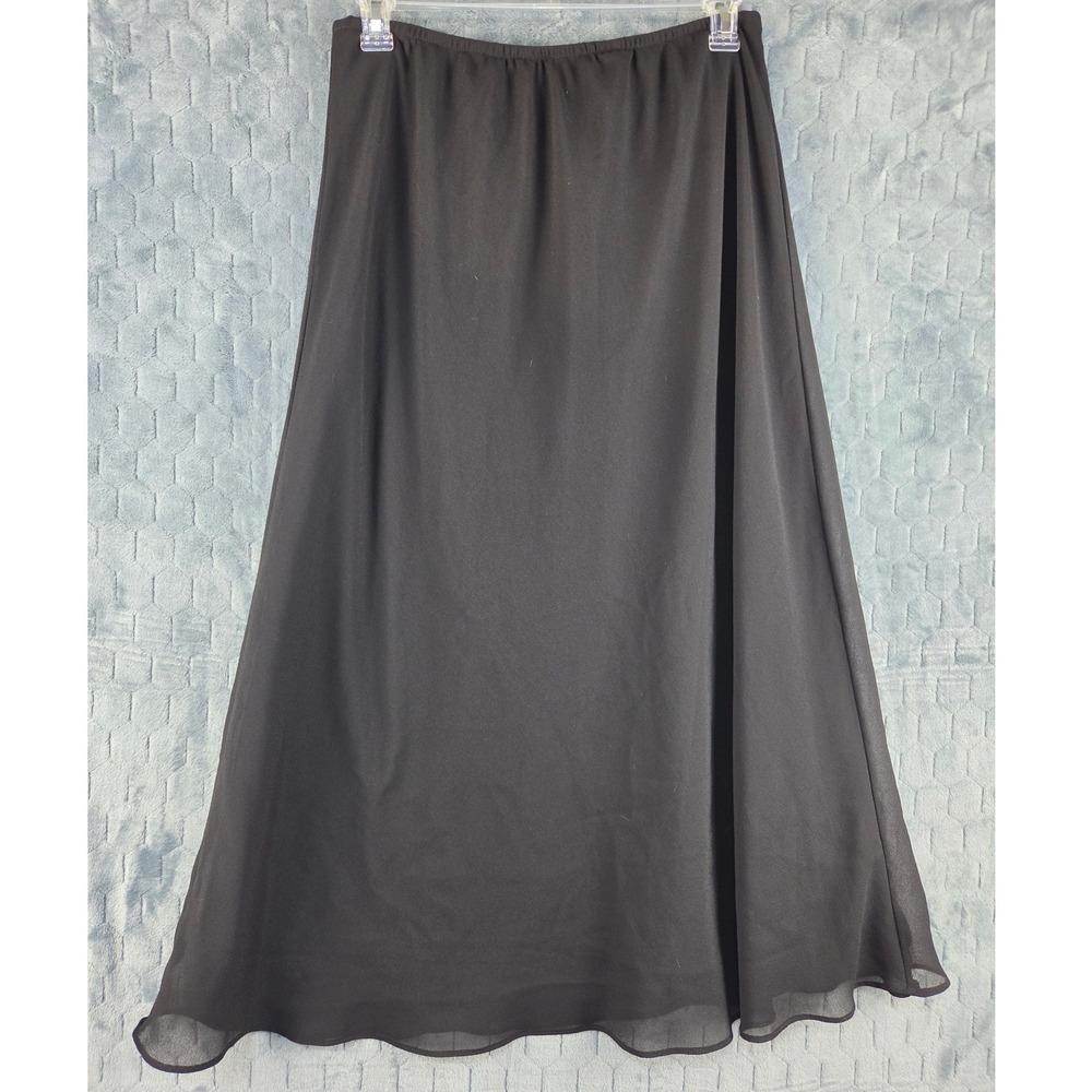 JBS Ltd Black Chiffon Maxi Skirt Womens 18W Elastic Waist A-Line Made in USA